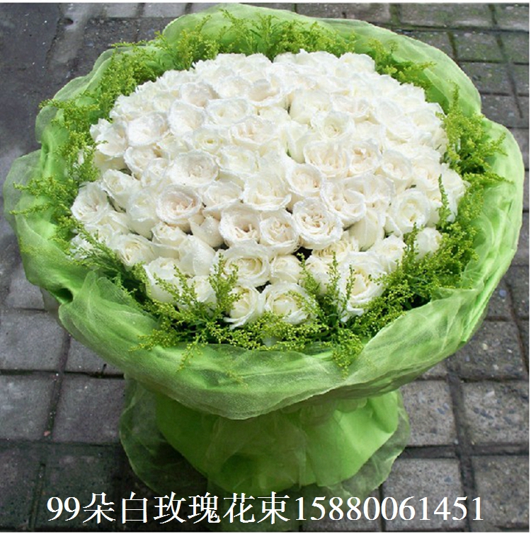 订鲜花创意同城速递海口成都贵阳昆明福州情人节花束白玫瑰99朵a