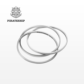 海盗船银饰三连环素圈手镯女生简约时尚 男生银镯子气质年轻手饰潮