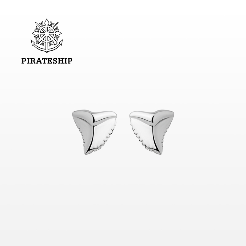 海盗船鲨鱼牙耳钉原创设计感