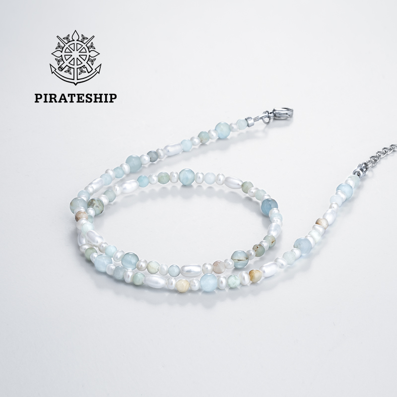 海盗船珍珠石英质玉石项链