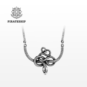 潮牌嘻哈吊坠2022新款 海盗船银饰欧美复古蛇项链个性 男士 银项链潮
