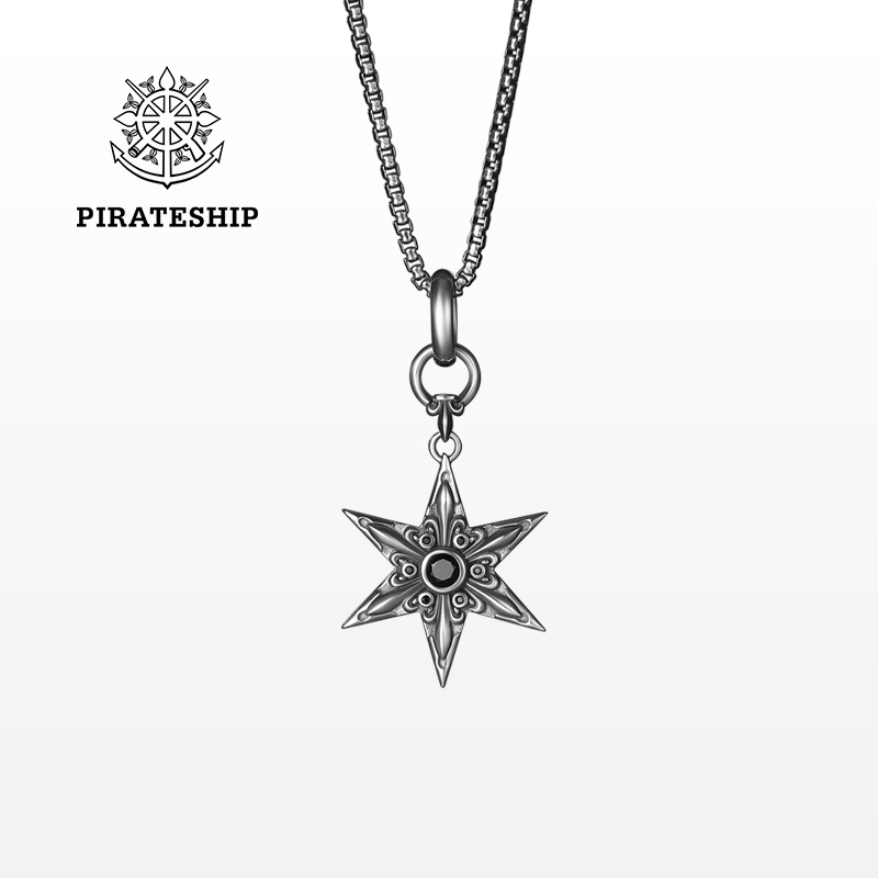 海盗船银饰新款六芒星项链女小众