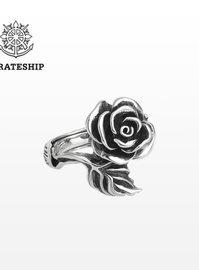 海盗船复古玫瑰花戒指小众设计