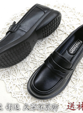 厚底乐福鞋英伦风小皮鞋软底妈妈鞋子低跟休闲单鞋中年妇女鞋春秋