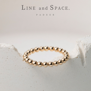 2.3mm实心大圆珠戒指 14K包金色尾戒小指环 女闺蜜关节戒指细欧美