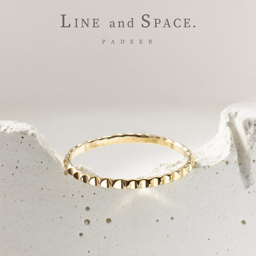 14K包金闪亮錾刻齿轮条纹戒指女