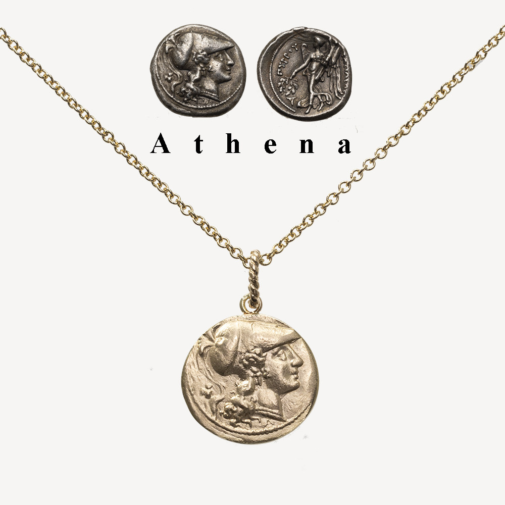 【古法打制币】希腊雅典娜胜利女神 14K包金币项链女复古硬币吊坠