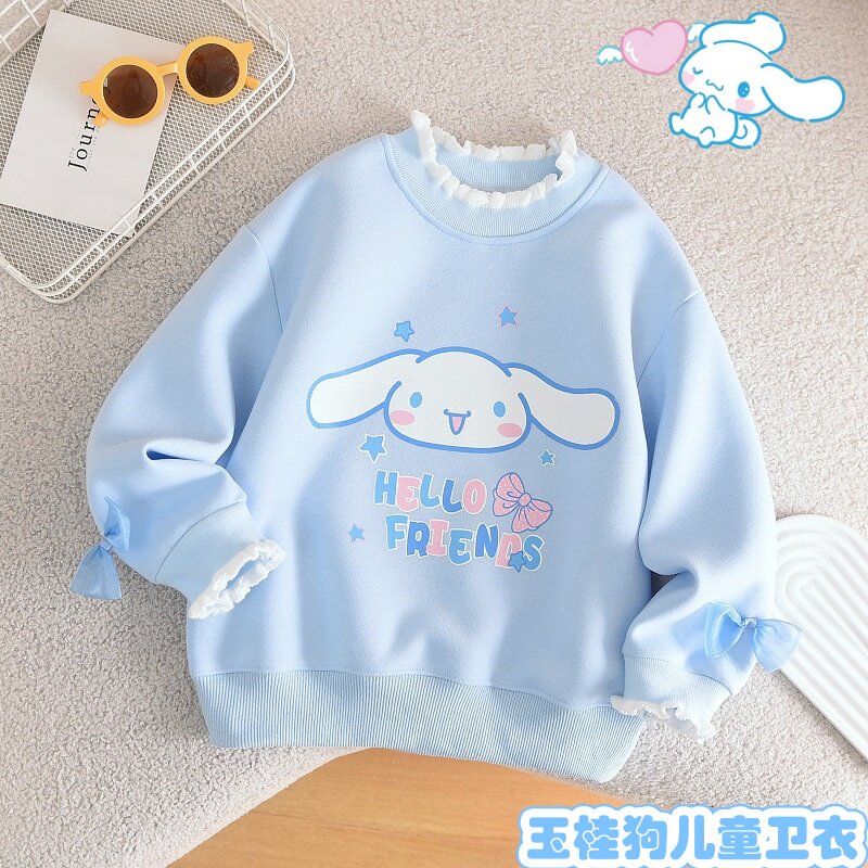 玉桂狗女童卫衣花边领套头上衣可爱百搭大耳狗儿童宽松长袖卫衣