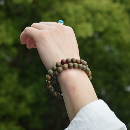 天然原木绿檀原创手串手链