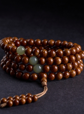 天然库克手串108佛珠项链饰品文玩菩提圆珠多圈手链高油高密念珠