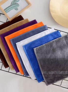 酒店宾馆全棉白毛巾深色小方巾厨房餐厅抹布咖蓝色小毛巾纯棉四方