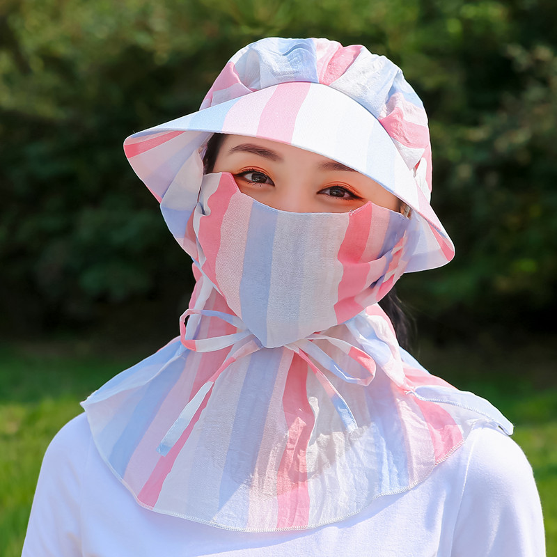 遮阳帽子女夏天防晒帽防紫外线口罩骑车遮脸韩版新款圆脸凉太阳帽