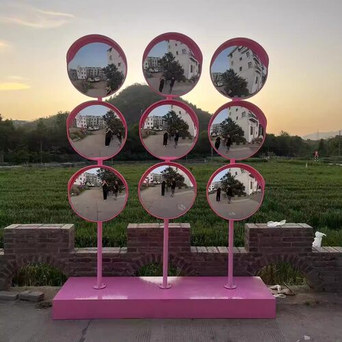 网红广角镜室外旅游景区广场陈列打卡拍照9宫格粉色凹凸镜反光镜