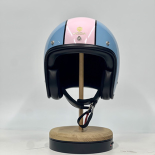 踏板碳纤维摩托车姜戈凯旋RA幼兽四三半盔 蓝粉VEDA头盔男女3C四季