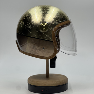 VEDA头盔碳纤维复古机车踏板车电瓶摩托车金箔半盔3C安全帽RA男女