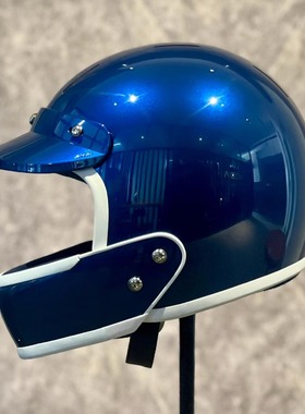 海军蓝兰VELDT复古摩托车盔男3c认证盔碳纤维摩托车头盔哈雷凯旋