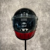 黑色亮光红下巴VELDT摩托车头盔3c认证机车男女骑行安全盔亮黑