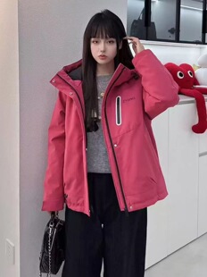 张扬时代6136绵羊毛羊绒冬季新款冬款冲锋衣连帽宽松外套