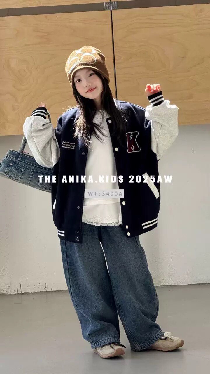 阿尼卡ANIKA童装2025冬新韩版中大童男女孩子加棉加厚棒球服外套