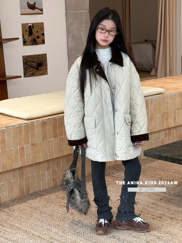 阿尼卡26冬季新款女童洋气时尚韩系棉服儿童休闲外套中大童棉袄潮