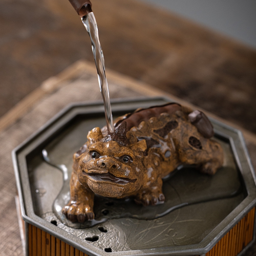 陈洪军树皮貔貅宜兴紫砂茶宠摆件精品可养茶具茶盘招财全手工茶玩