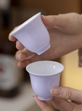 紫色小清新陶瓷品茗杯家用闻香泡茶杯功夫茶具主人杯单杯茶盏茶杯