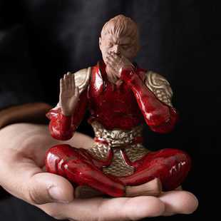 齐天大圣孙悟空茶宠摆件三不猴子不说不听不看玄关家居装饰工艺品