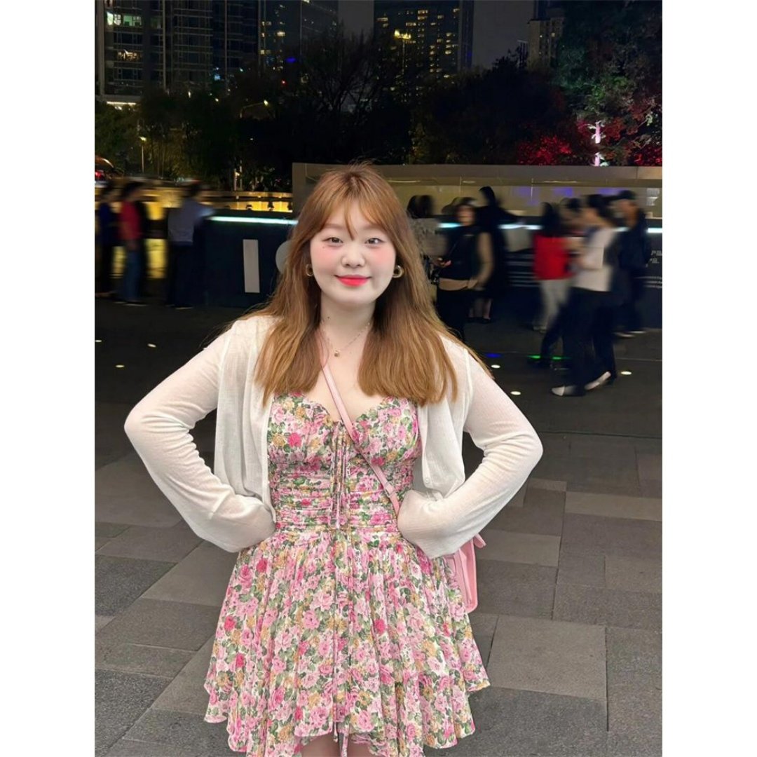 大码女装甜美吊带连衣裙女夏季气质显瘦碎花吊带裙防晒开衫两件套,女装/女士精品,大码套装,淘宝优惠券,粉丝福利购,淘宝优惠卷