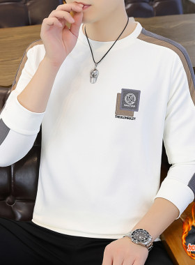 冬季保暖内衣男加绒加厚打底衫青年单件上衣服圆领可外穿秋衣长袖