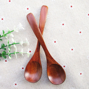 楠木老漆圆口勺15CM儿童饭勺 木质汤勺 粉末调料小木勺蜂蜜礼品勺