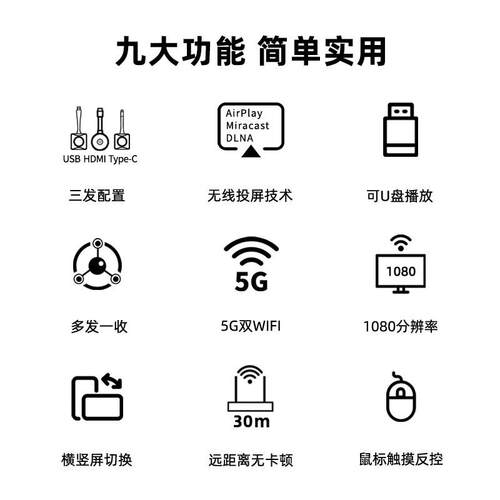 BOEGAM疆RS001商务会议无线投屏器手机平板电脑同屏器无线投影