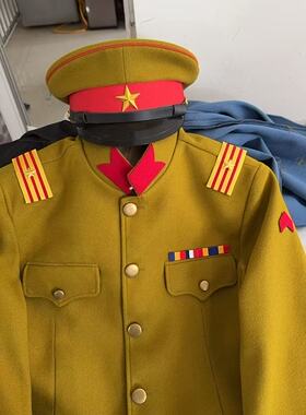 影视剧组话剧团剧本杀反派抗战戏服毛呢套装工装大檐帽肩章领章