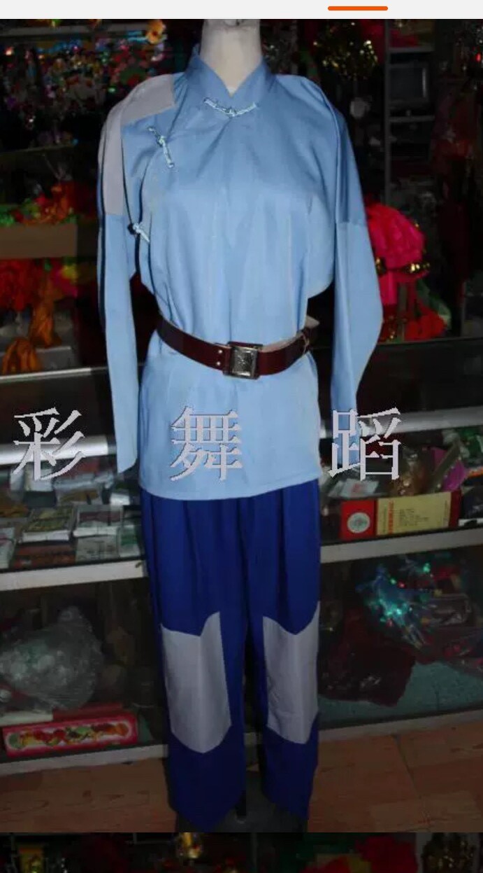 家住安源舞台话剧表演服杜鹃山柯香紫色方格柯湘第五场第三场蓝色