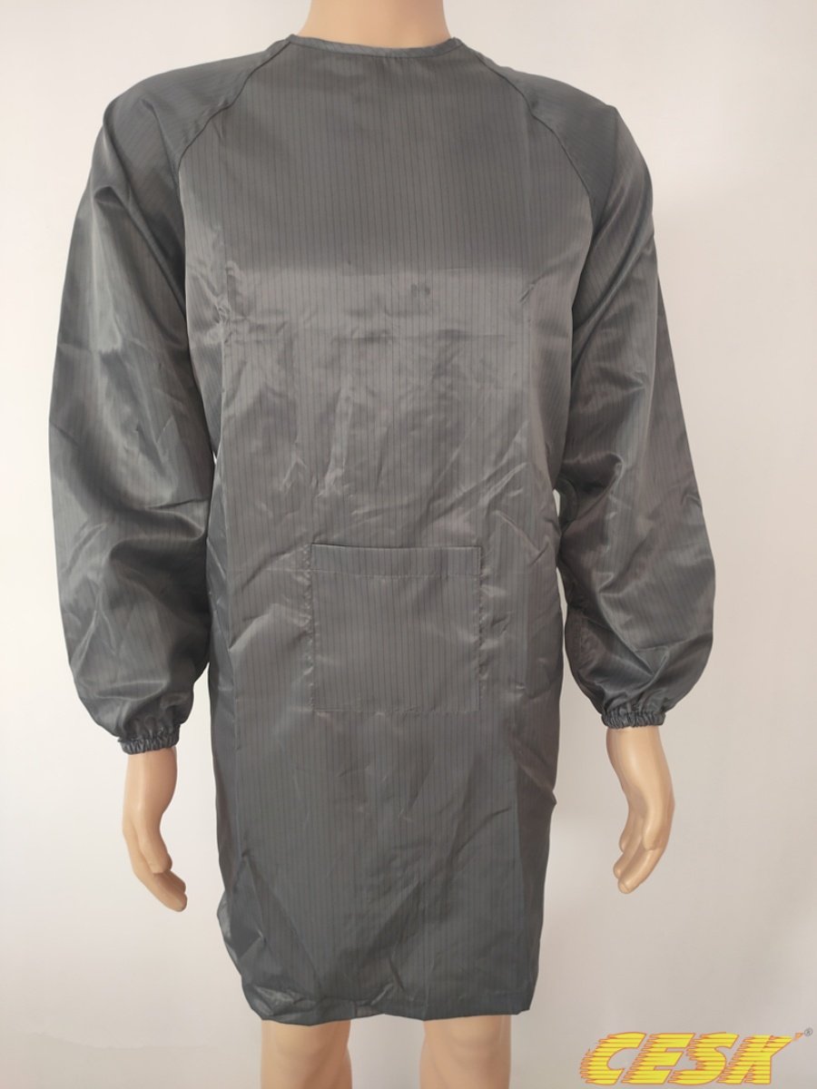Anti-static clean apron, long sleeves, long style, dust-proof, hair-proof, lint-proof work apron, food factory, clothing factory