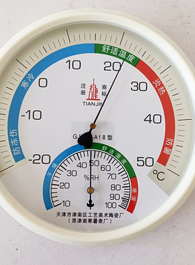 津南圆形GJWS-A1指针温湿度计20厘米大机械式准确壁挂式家用医用