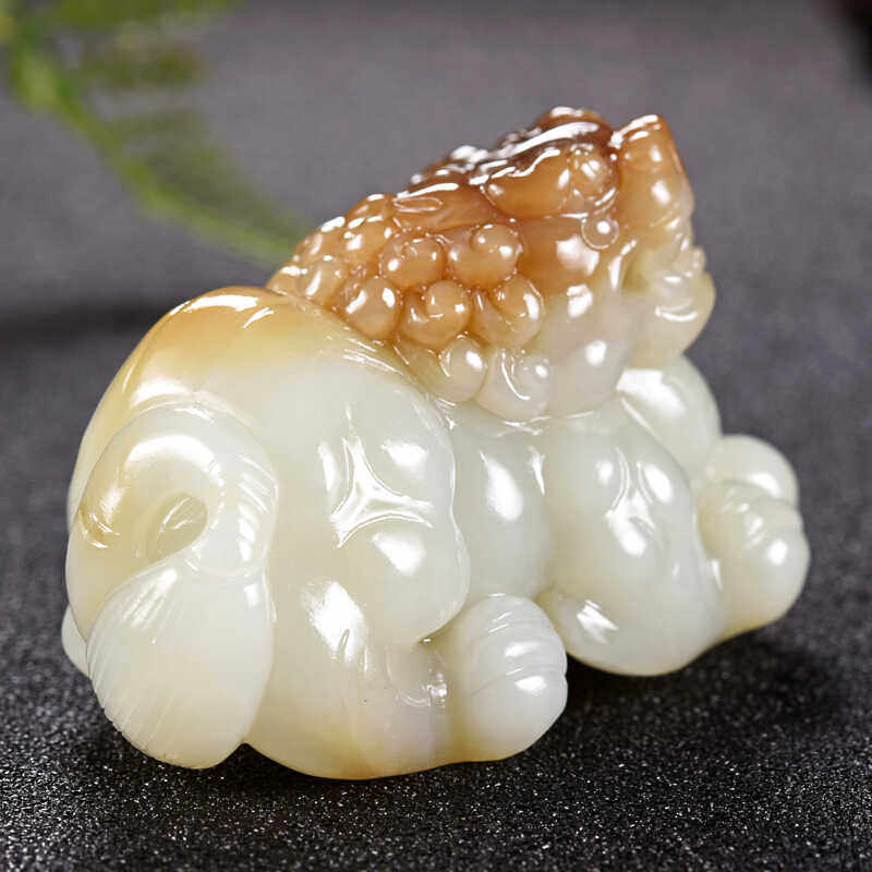 油库料和田玉糖羊脂白玉且末金山矿貔貅手把件玉石摆件男女款首饰