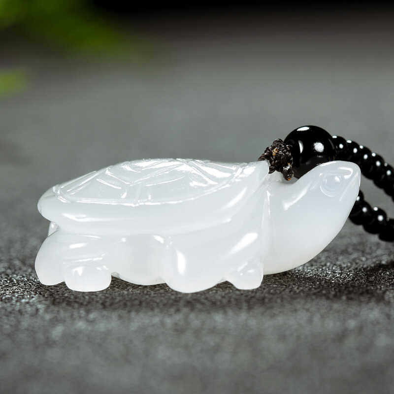 和田玉羊脂白玉小手把件龙龟 一级白吉祥吊坠挂件荣归 男女款