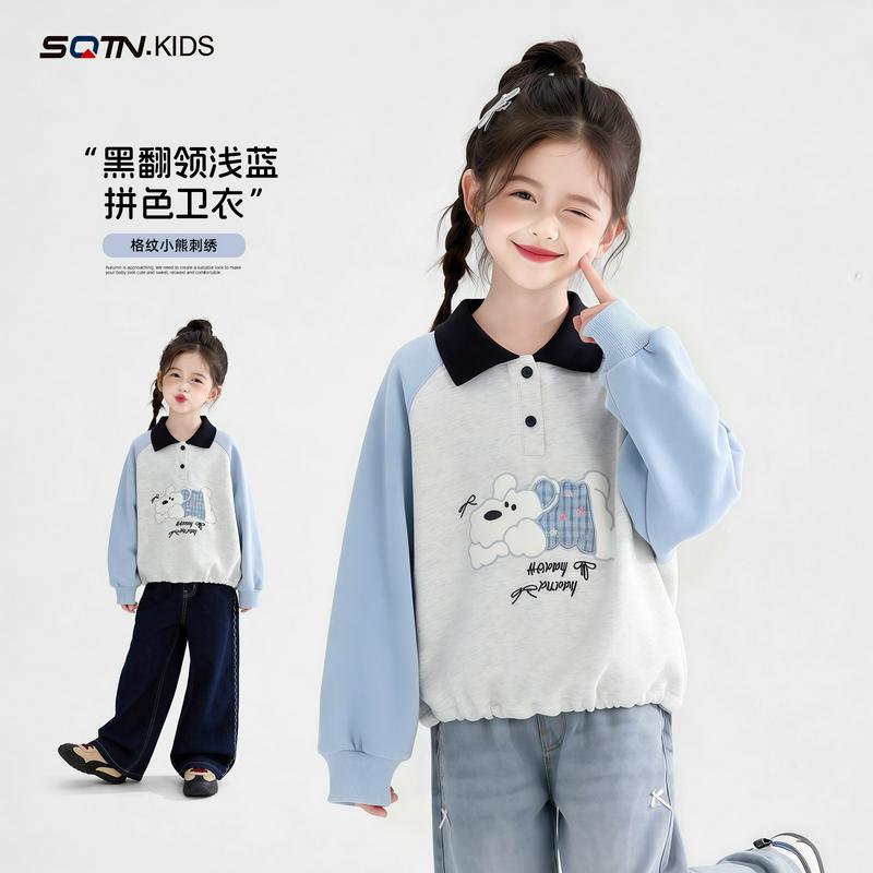 女童童装秋季童装POLO儿童长袖爆款国风秋装卫衣衣服上衣女孩新款