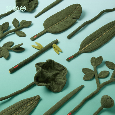 【新品】问童子 插花系列 毛绒花枝叶高端设计装饰布置送人礼物