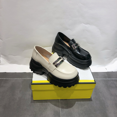 真皮金属扣厚底单鞋大头鞋乐福鞋