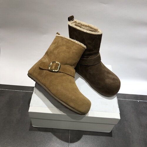 LFR牛皮勃肯短靴女2025新款内增高复古显瘦马丁靴软皮西部牛仔靴