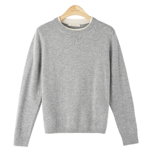 春竹圆领羊绒衫季新款100%山羊绒百搭宽松针织套衫毛衣女上衣