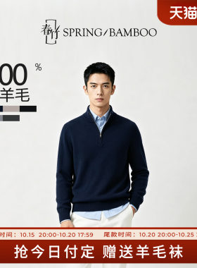 100%羊毛纯色百搭男针织衫