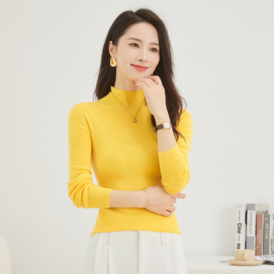 纯羊毛秋季半高领修身显瘦减龄洋气内搭保暖女士羊毛打底衫108