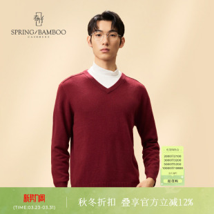 长袖 男休闲百搭款 春竹羊绒衫 保暖针织毛衣V领男套衫 商场同款