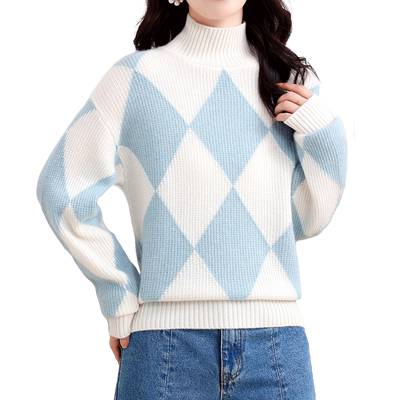 春竹长袖圆领宽松保暖山羊绒