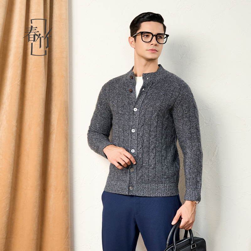 春竹毛衣100%棉羊毛圆领