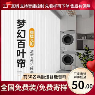 米家客厅落地白纱阳台隔断 电动梦幻帘垂直手动竖百叶窗帘2023新款