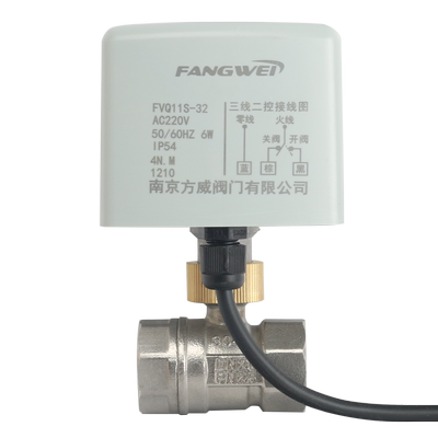 方威FVQ11S不锈钢电动二通球阀三线二控DC24V220V电动球阀DN20 25