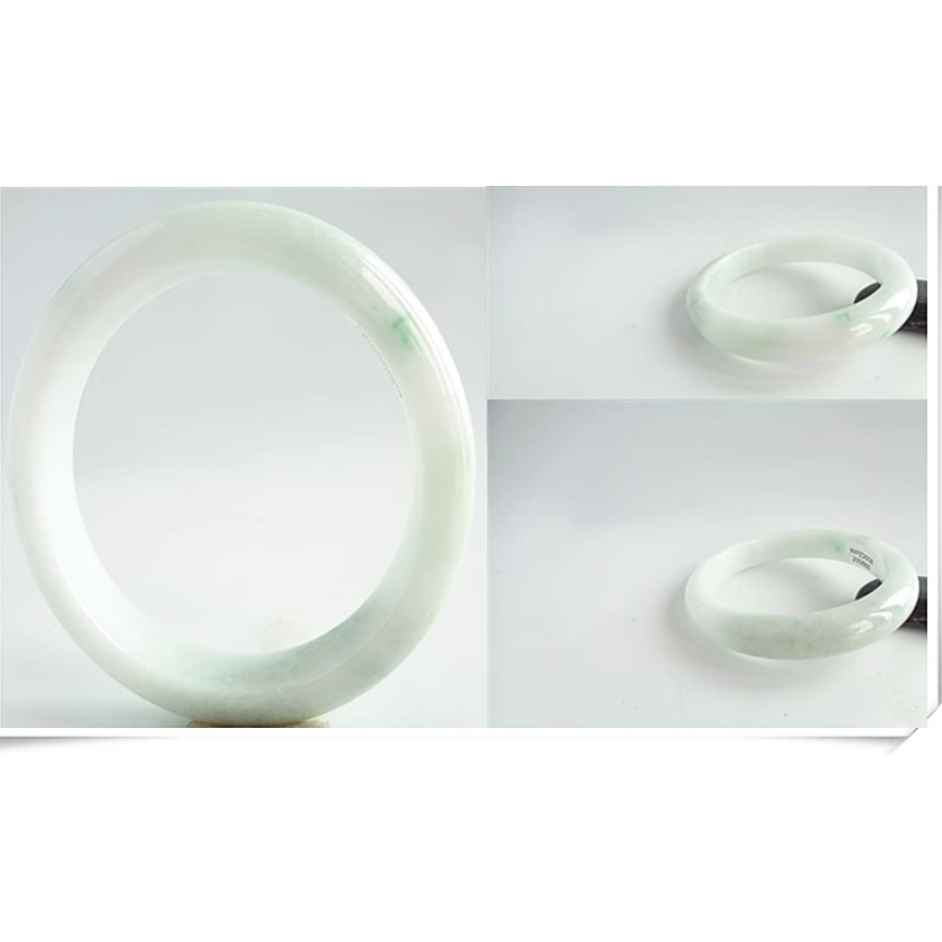 缅甸翡翠手镯A货58MM手镯浅晴果绿手镯女款珠宝